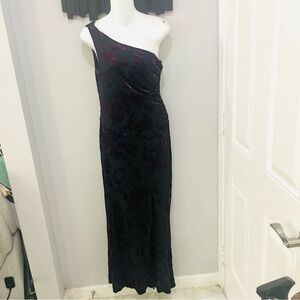 CDC Evening Burnt Velvet One Shoulder Whimsigoth Dress Black and Purple Size 8